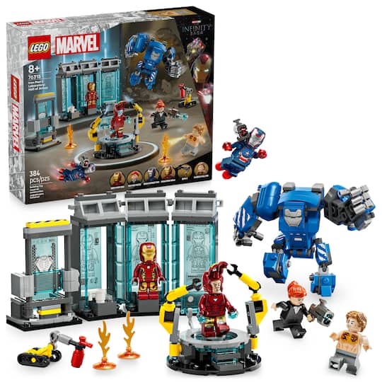 LEGO® Marvel Iron Man’s Laboratory: Hall of Armor with Minifigures 76315 | 10.31″ x 8.74″ x 2.44″ | Michaels® LEGO® Marvel Iron Man’s Laboratory: Hall of Armor with Minifigures 76315 | 10.31″ x 8.74″ x 2.44″ | Michaels®